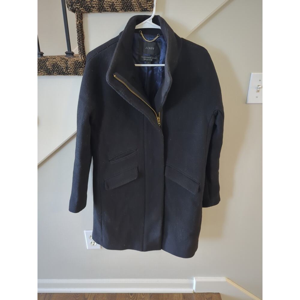 J.Crew Women’s Italian Stadium Cloth by Nello Gori Black Pea Coat